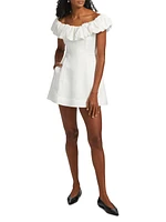 Uma Puff Off-the-Shoulder Linen-Blend A-Line Minidress
