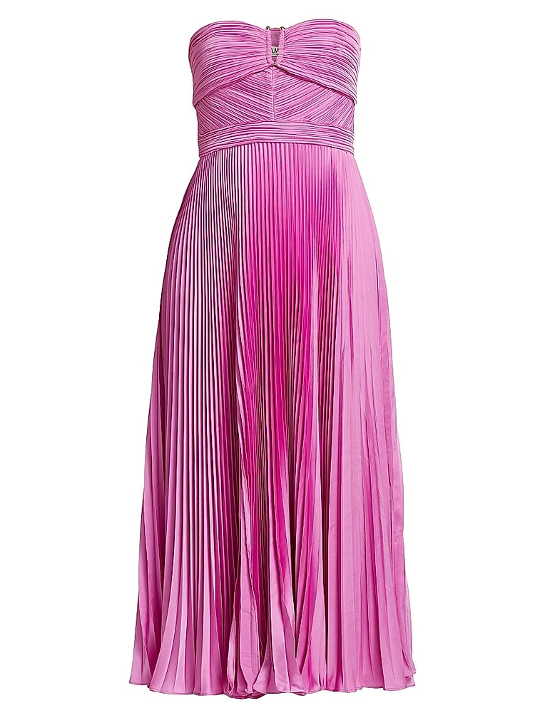 Harden Pleated Strapless Midi-Dress
