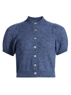 Anisa Alpaca-Wool Short-Sleeve Crop Cardigan