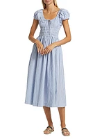 Quinn Striped Cotton Scoopneck Midi-Dress