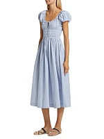 Quinn Striped Cotton Scoopneck Midi-Dress