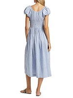 Quinn Striped Cotton Scoopneck Midi-Dress