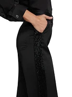 Howard Beaded Linen-Blend Straight-Leg Pants