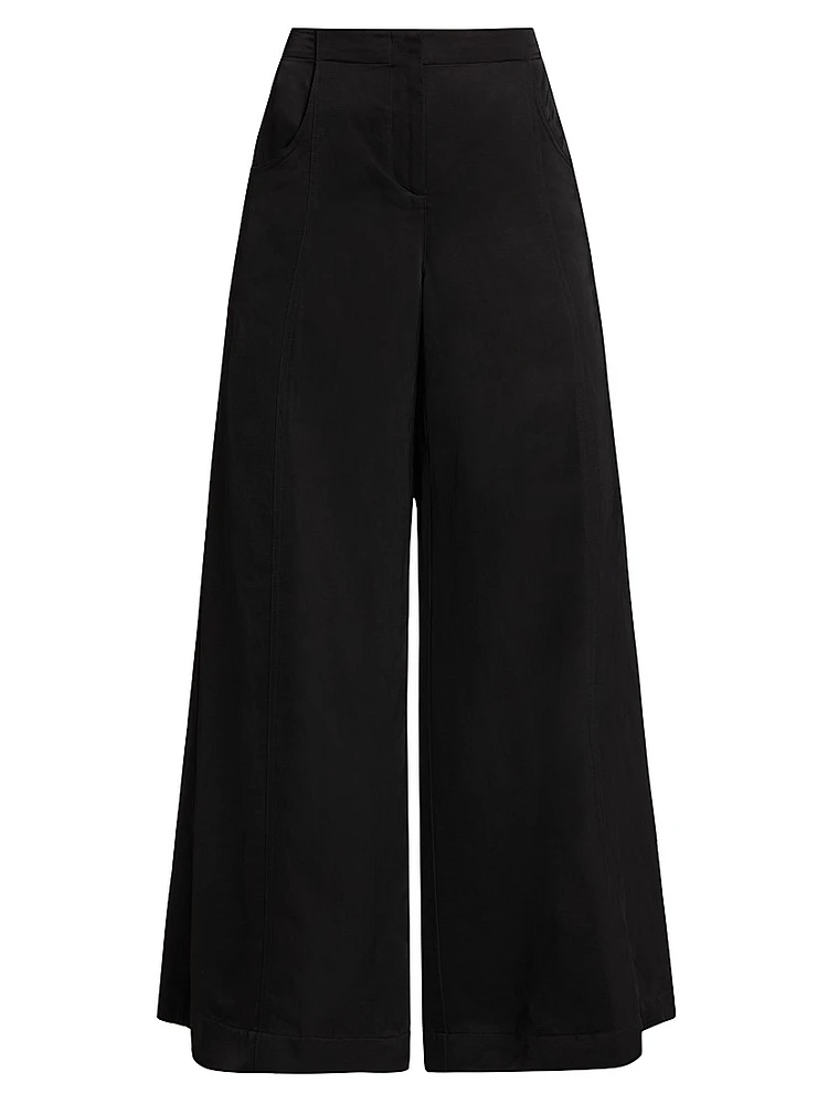Demie Linen-Blend Straight-Leg Pants