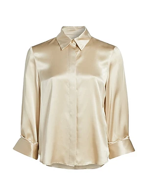 Boyfriend Silk Button-Front Shirt