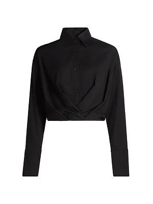 Little Joe Pleated Cotton Crop Shirt