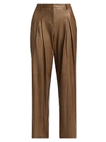 Sullivan Leather Pleated Wide-Leg Pants