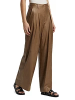 Sullivan Leather Pleated Wide-Leg Pants