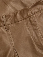 Sullivan Leather Pleated Wide-Leg Pants