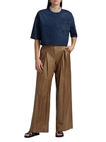 Sullivan Leather Pleated Wide-Leg Pants