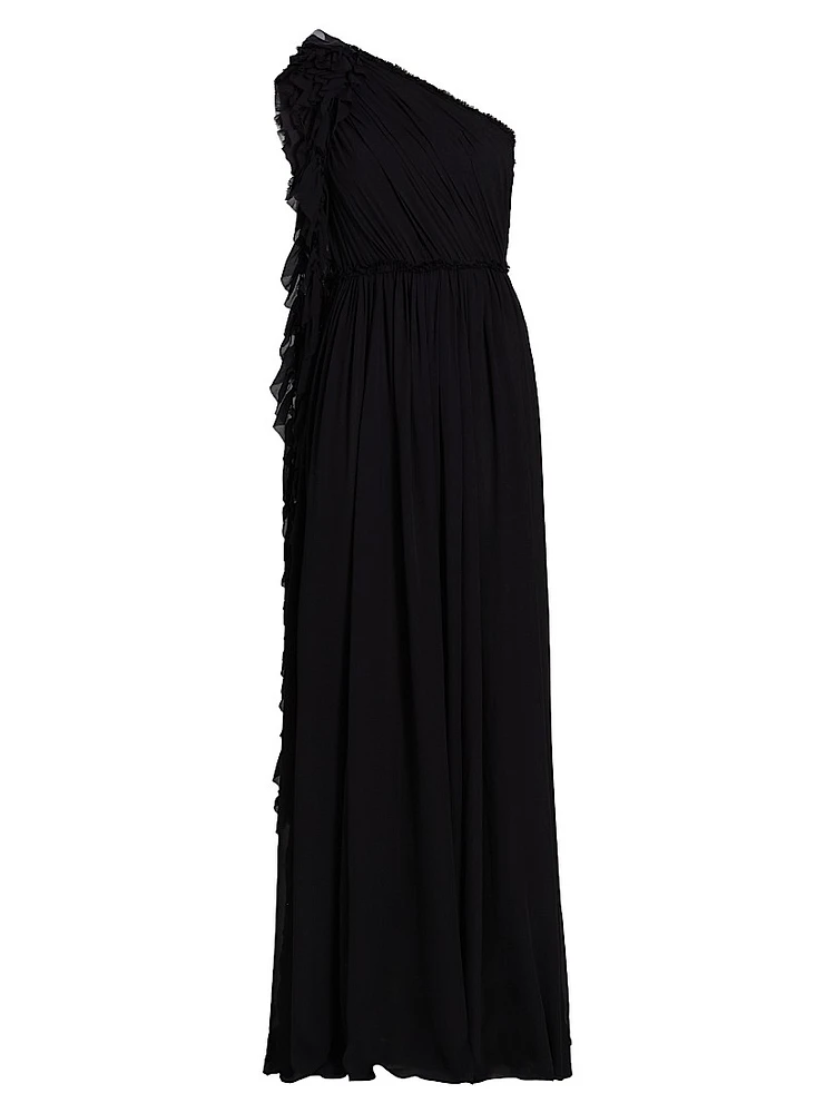 Adona Silk One-Shoulder Gown
