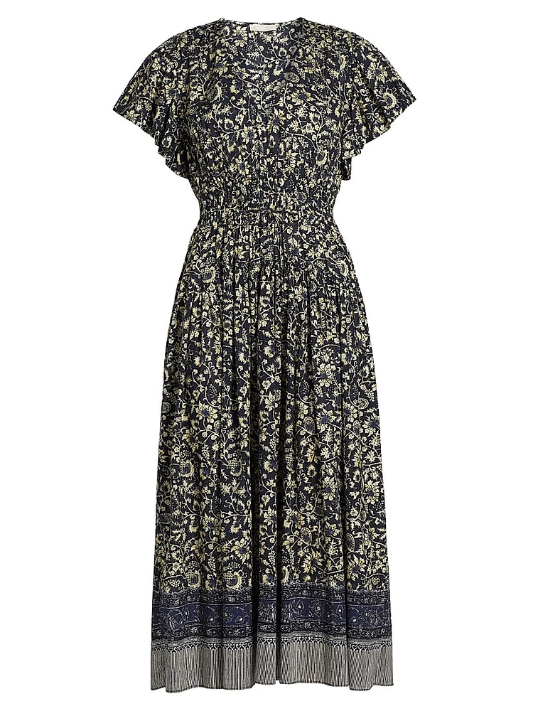 Lyria Floral Cotton-Blend Midi-Dress