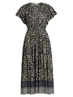 Lyria Floral Cotton-Blend Midi-Dress