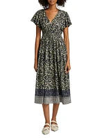 Lyria Floral Cotton-Blend Midi-Dress