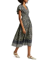 Lyria Floral Cotton-Blend Midi-Dress