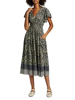 Lyria Floral Cotton-Blend Midi-Dress