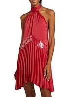 Marcia Sequin-Embellished Pleated Halterneck Minidress