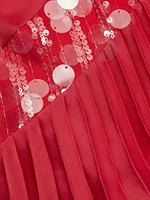 Marcia Sequin-Embellished Pleated Halterneck Minidress