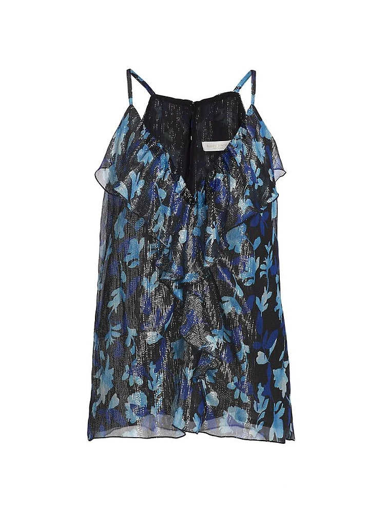 Rosemarie Floral Metallic Silk Sleeveless Top