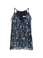 Rosemarie Floral Metallic Silk Sleeveless Top
