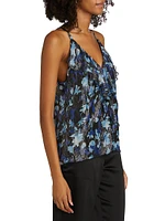 Rosemarie Floral Metallic Silk Sleeveless Top