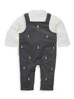 Baby Boy's Bodysuit & Embroidered Corduroy Overalls Set