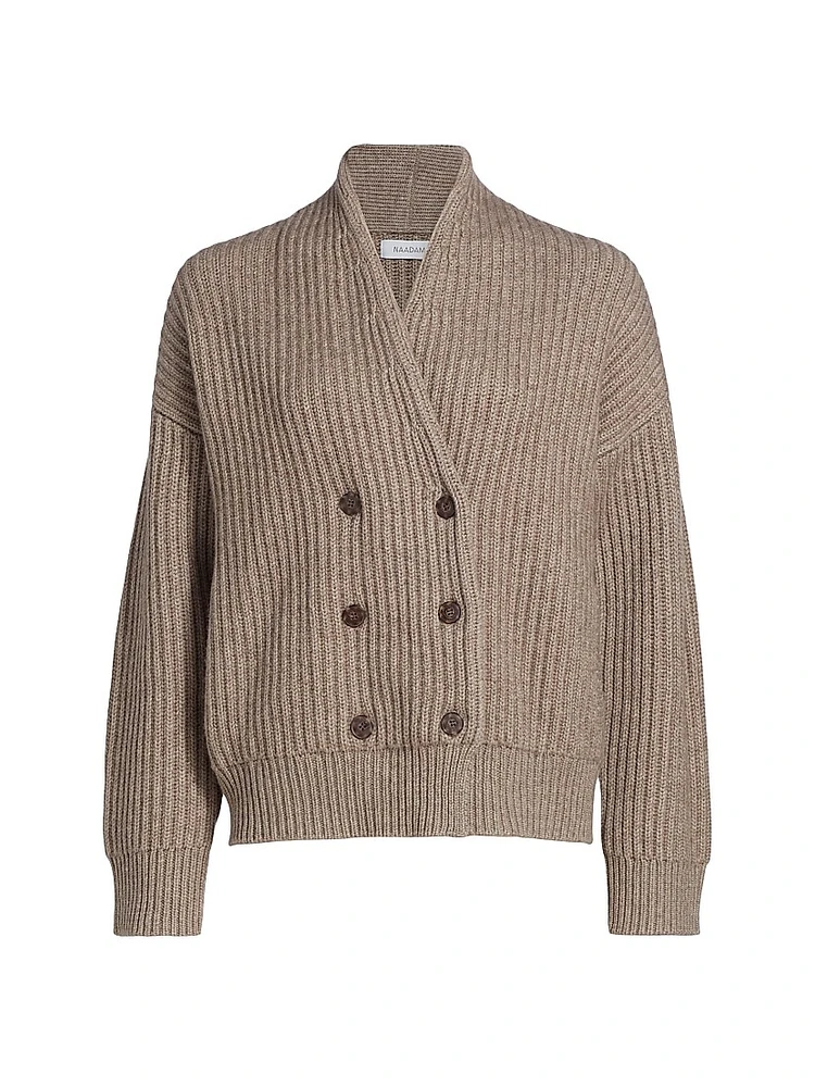 Rib-Knit Double-Breasted Jacket