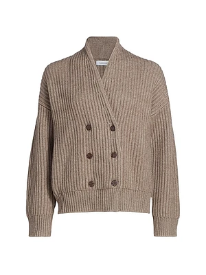 Rib-Knit Double-Breasted Jacket