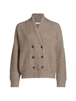 Rib-Knit Double-Breasted Jacket