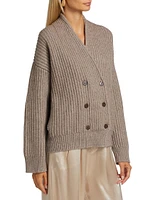 Rib-Knit Double-Breasted Jacket