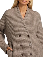 Rib-Knit Double-Breasted Jacket