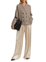 Rib-Knit Double-Breasted Jacket
