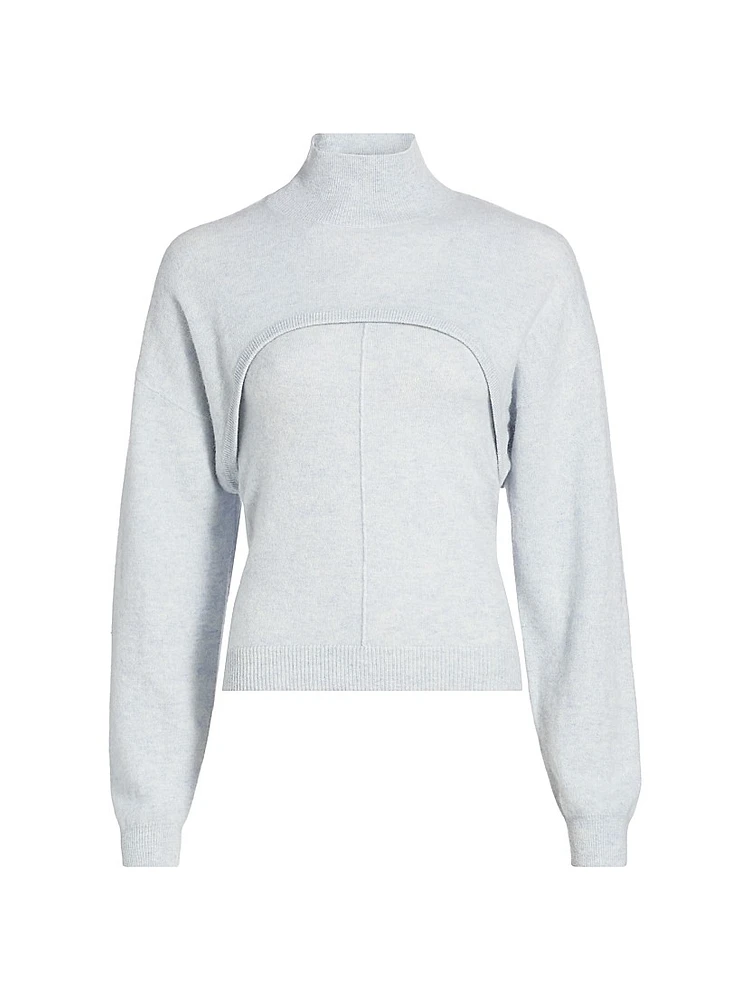 Cashmere Two-Piece Pintuck Turtleneck Sweater