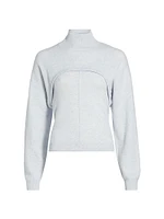 Cashmere Two-Piece Pintuck Turtleneck Sweater
