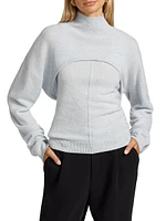 Cashmere Two-Piece Pintuck Turtleneck Sweater