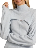 Cashmere Two-Piece Pintuck Turtleneck Sweater