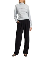 Cashmere Two-Piece Pintuck Turtleneck Sweater