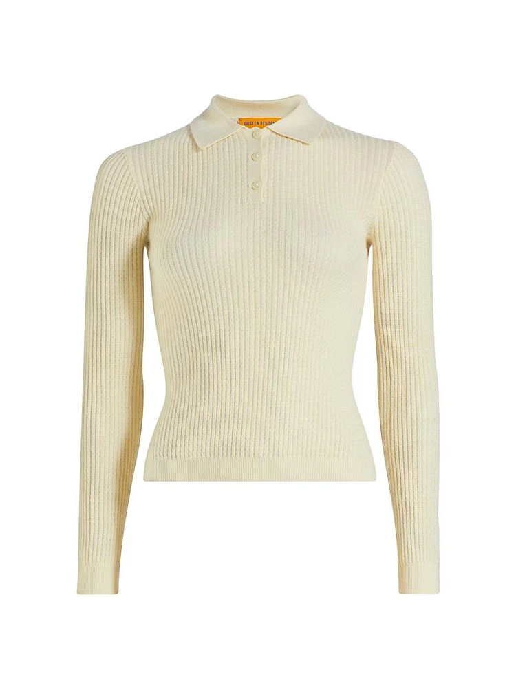 Shrunken Cashmere Long-Sleeve Polo Shirt
