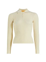 Shrunken Cashmere Long-Sleeve Polo Shirt