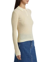 Shrunken Cashmere Long-Sleeve Polo Shirt