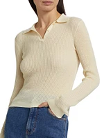 Shrunken Cashmere Long-Sleeve Polo Shirt