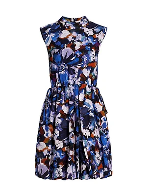 Laura Floral Bubble-Hem Minidress