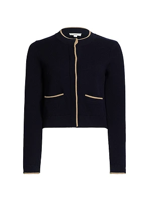 Contrast Tipped Snap Cardigan