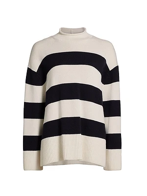 Oversized Striped Roll Neck Sweater