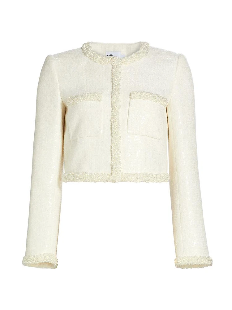 Faux Pearl-Trim Bouclé Jacket