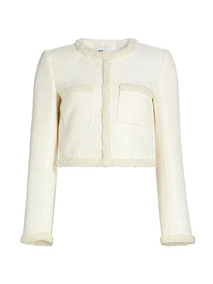 Faux Pearl-Trim Bouclé Jacket