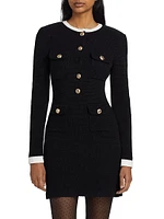 Contrast-Trim Knit Minidress