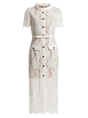 Lace Belted Midi-Dress