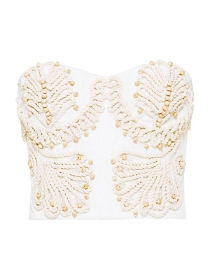 Dune Beaded Rope-Trimmed Corset Top