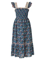 Floral Smocked Midi-Dress